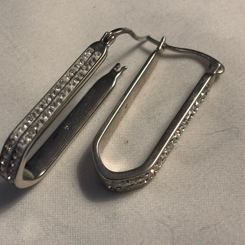 Sterling silver Hoop Earrings with Rhinestones